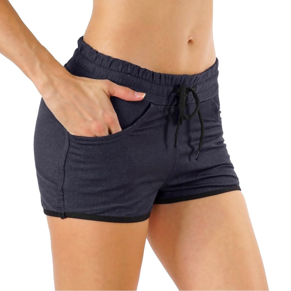 Navy Casual Drawstring Shorts Elastic Waist Pockets Comfort Shorts XS EU Made